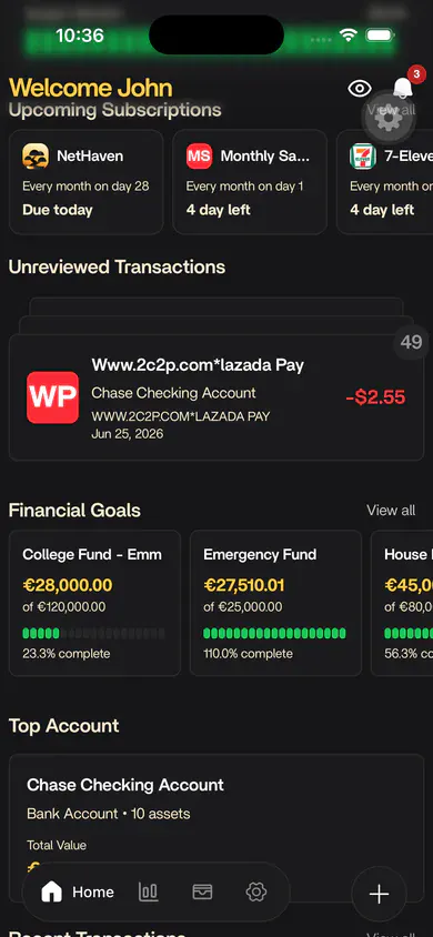 Nethaven dashboard after signing in on iPhone