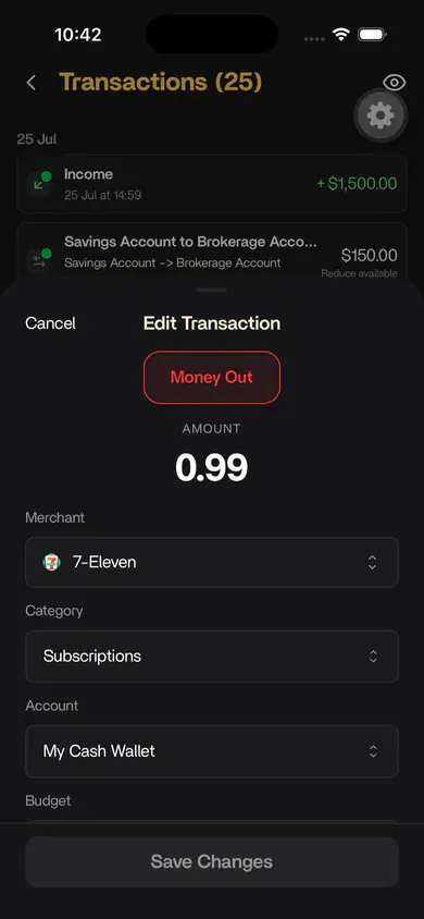 Recategorizing a shortcut transaction in Nethaven